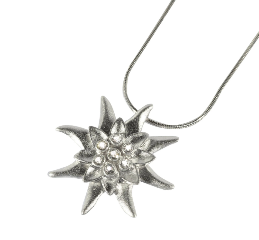 Swiss Alps Crystals and Edelweiss Necklace