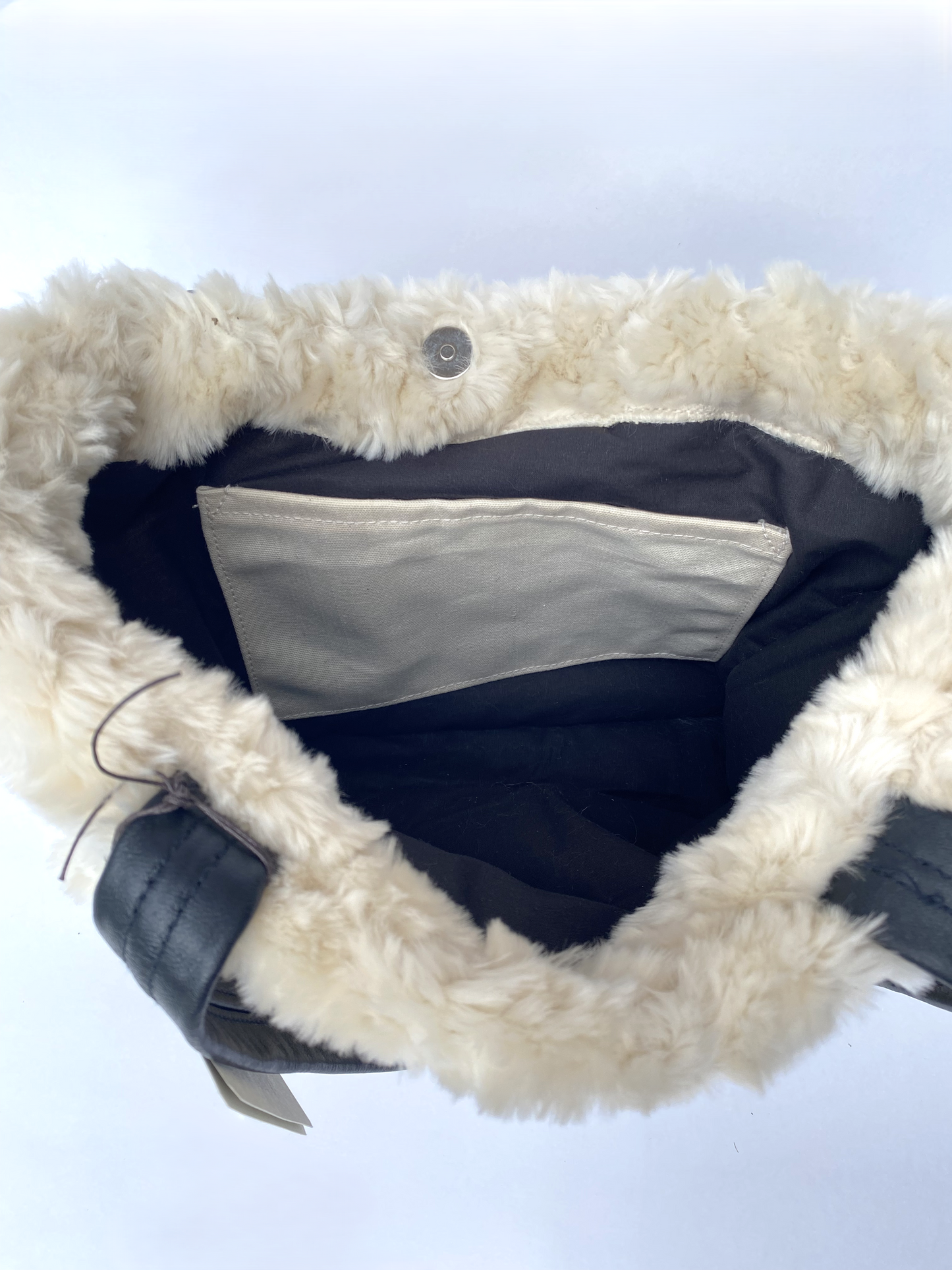 Faux Fur With Leather Strap Tote