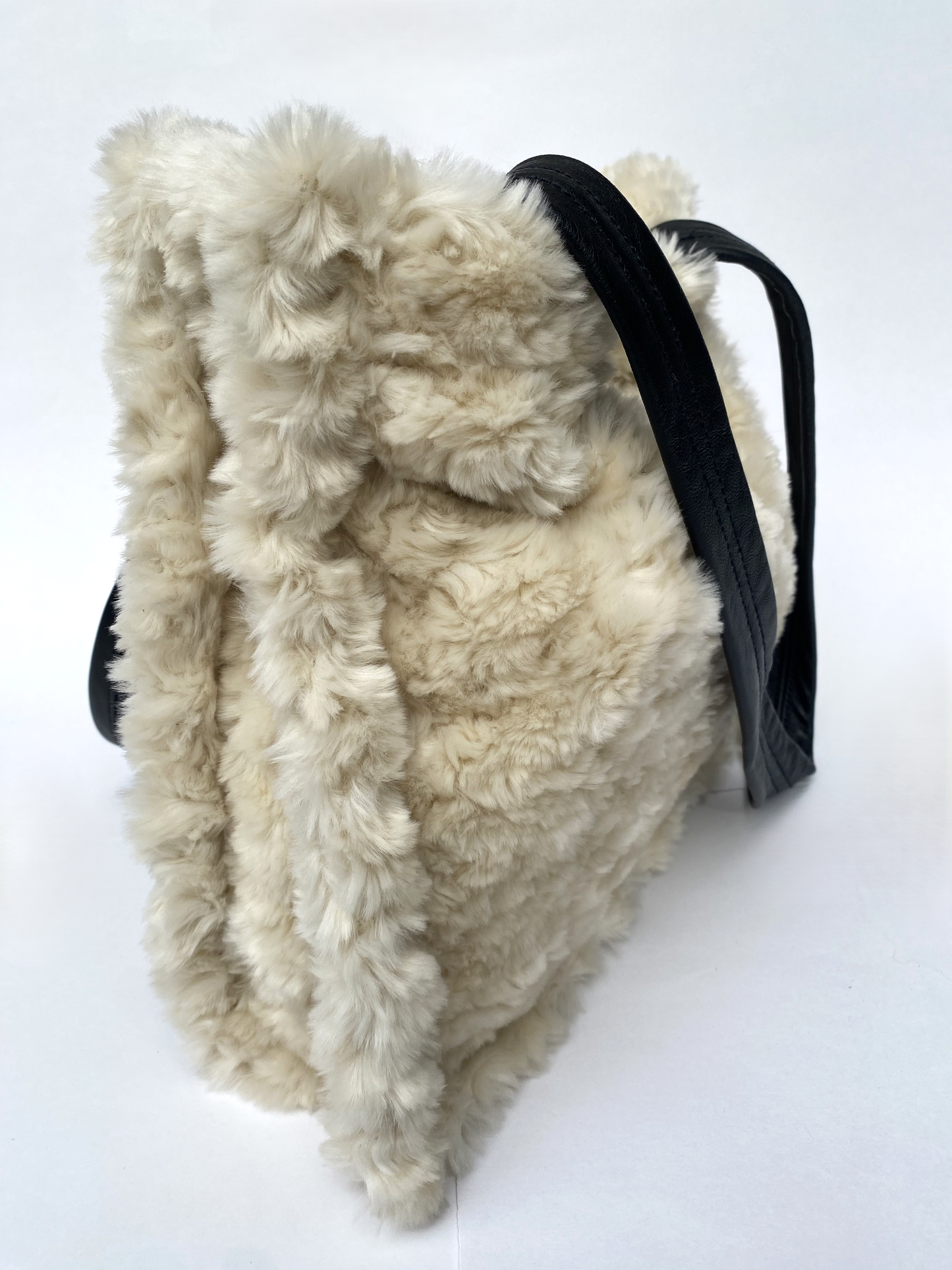 Faux Fur With Leather Strap Tote