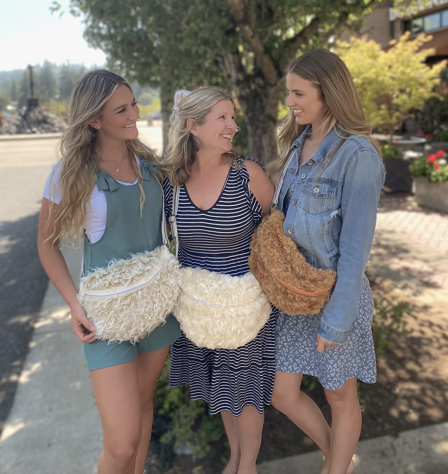 Faux Cream Sherpa Crossbody/Fanny Pack- Medium