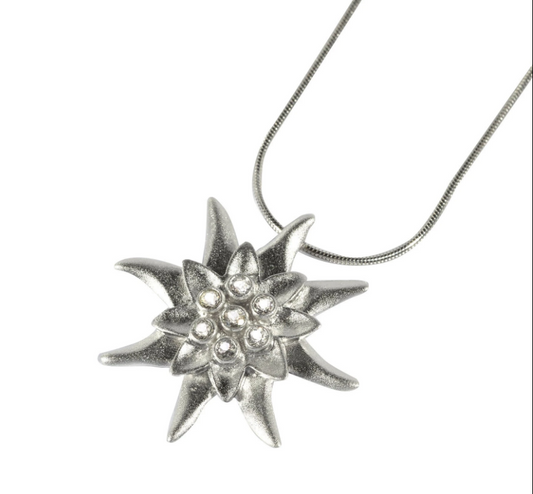 Swiss Alps Crystals and Edelweiss Necklace