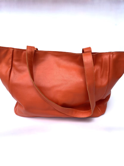 Large Leather Designer Tote (Burnt Orange)