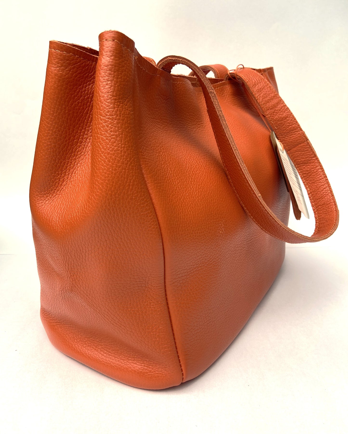 Large Leather Designer Tote (Pure Orange)