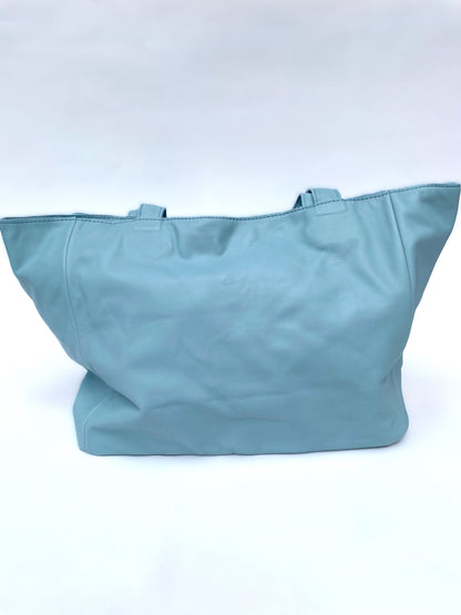 Large Leather Designer Tote (Pastel Blue)