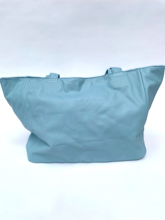 Large Leather Designer Tote (Pastel Blue)