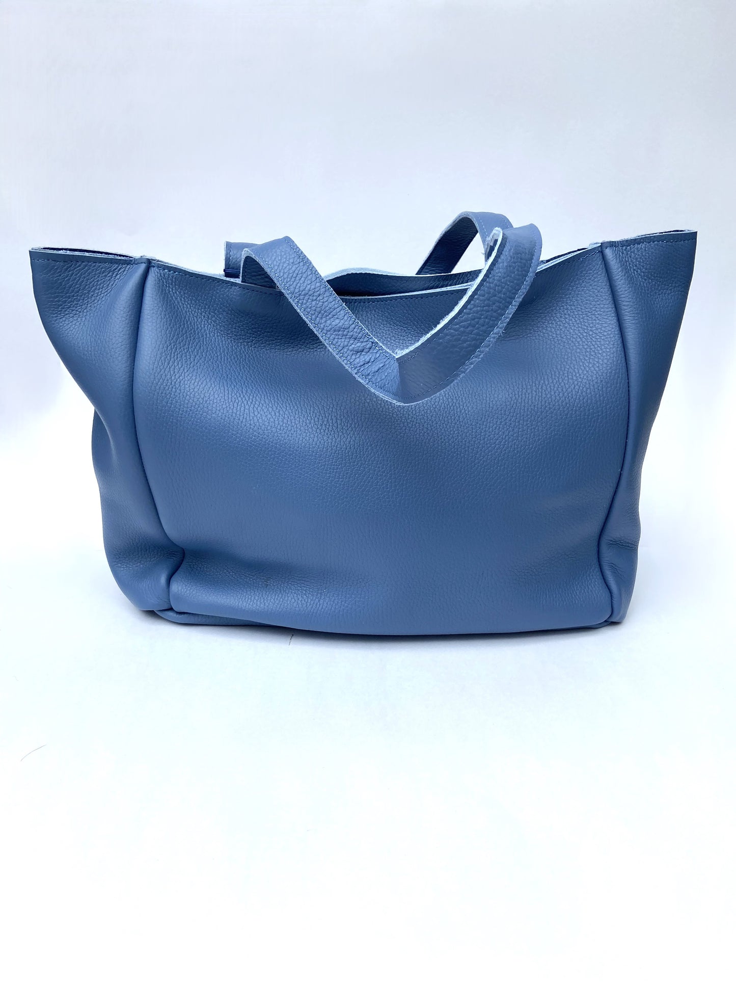 Large Leather Designer Tote (Cobalt Blue)