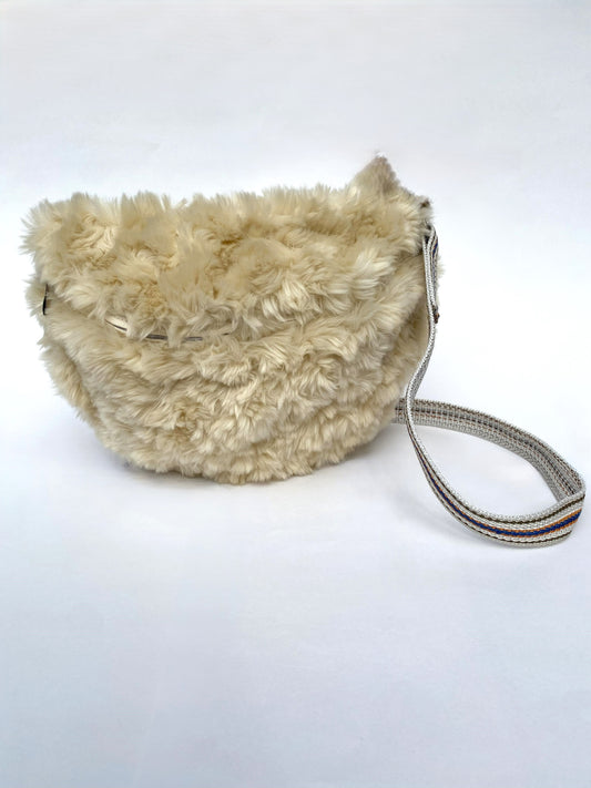 Faux Cream Sherpa Crossbody/Fanny Pack- Large