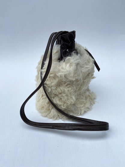 Leather and Real Curly Hair Sheep Fur Shoulder Bag