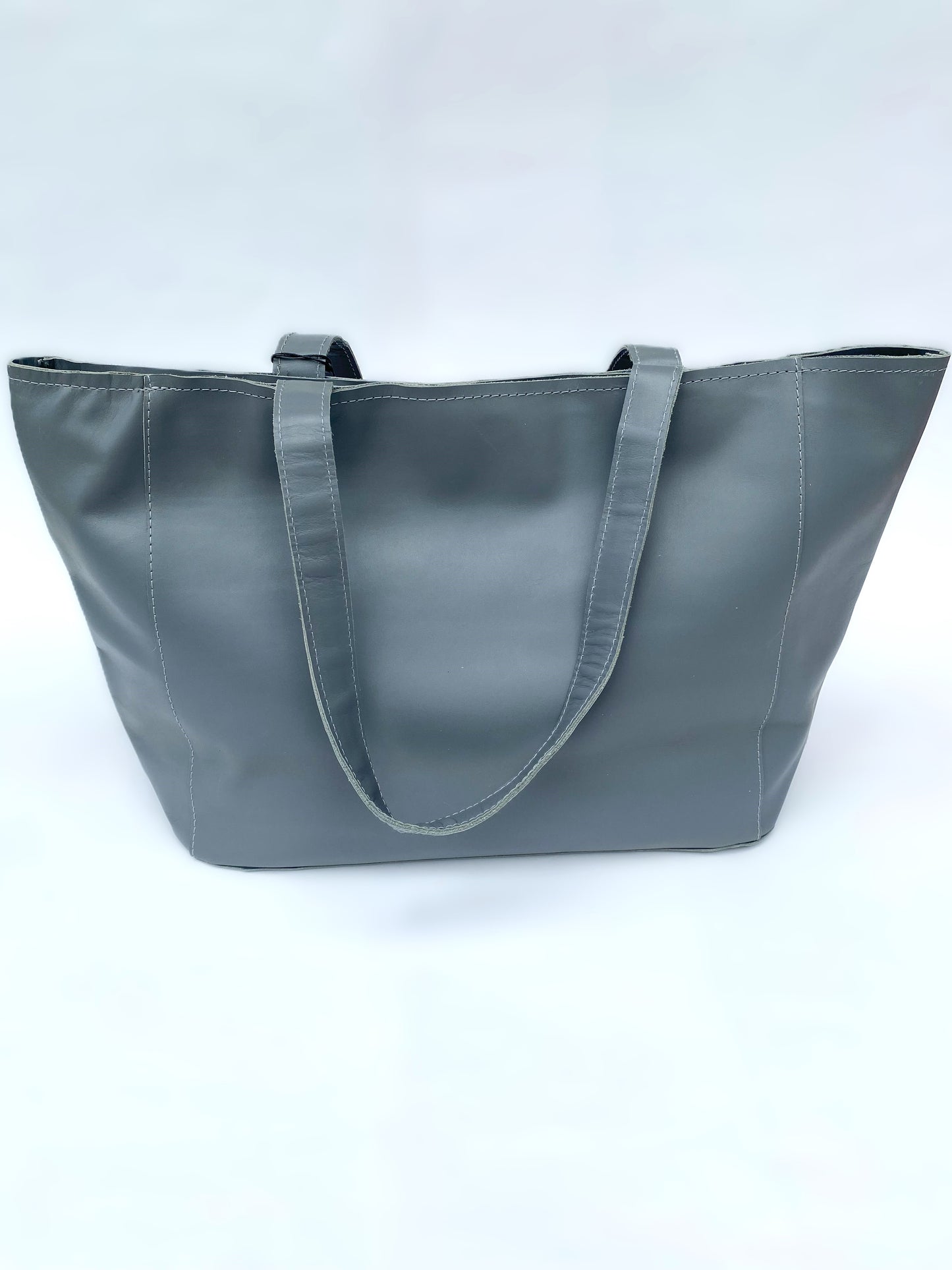 Large Leather Designer Tote (Fossil Grey)