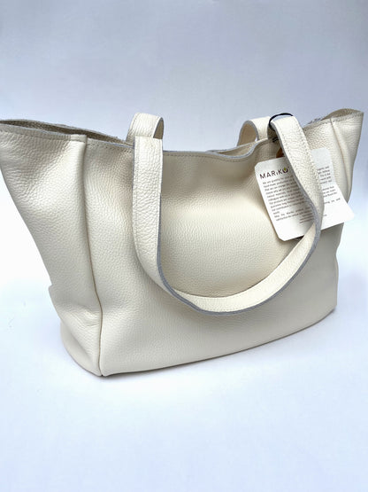 Large Leather Designer Tote (Milk White)