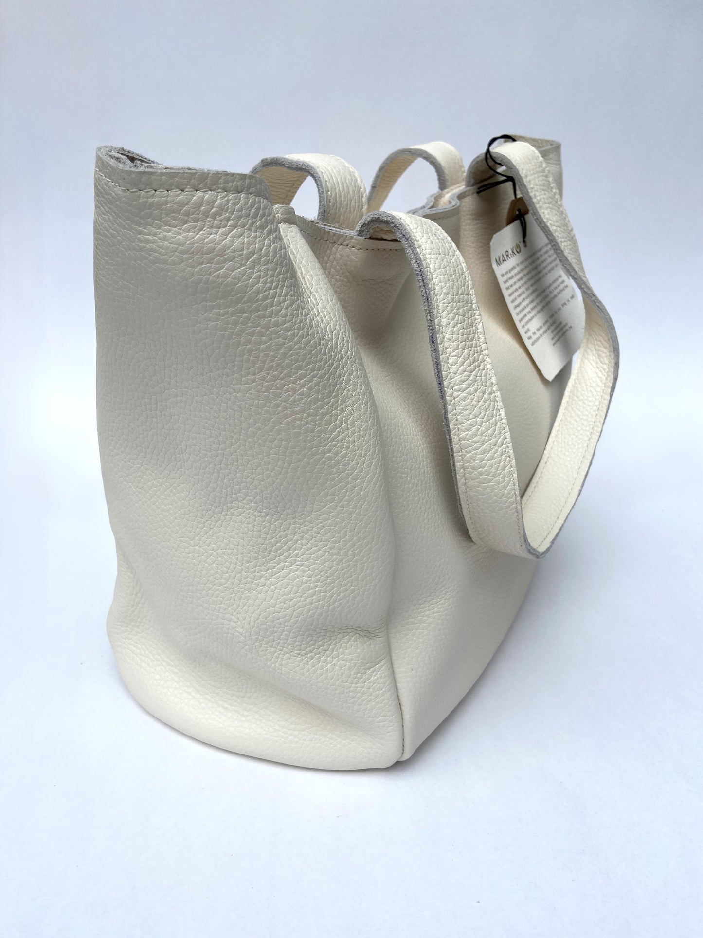 Large Leather Designer Tote (Milk White)