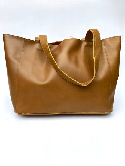 Large Leather Designer Tote (Golden Brown)