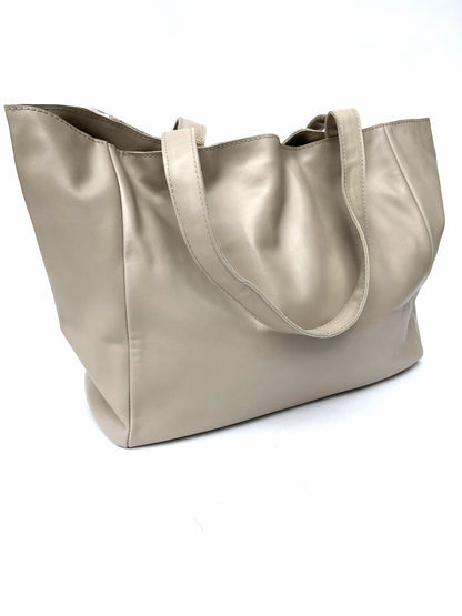 Large Leather Designer Tote (Milk Coffee)