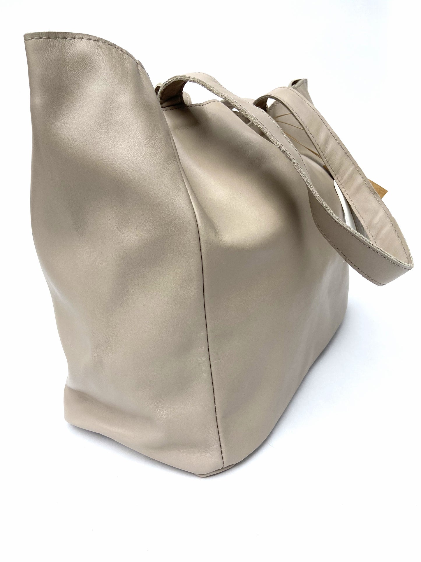 Large Leather Designer Tote (Milk Coffee)