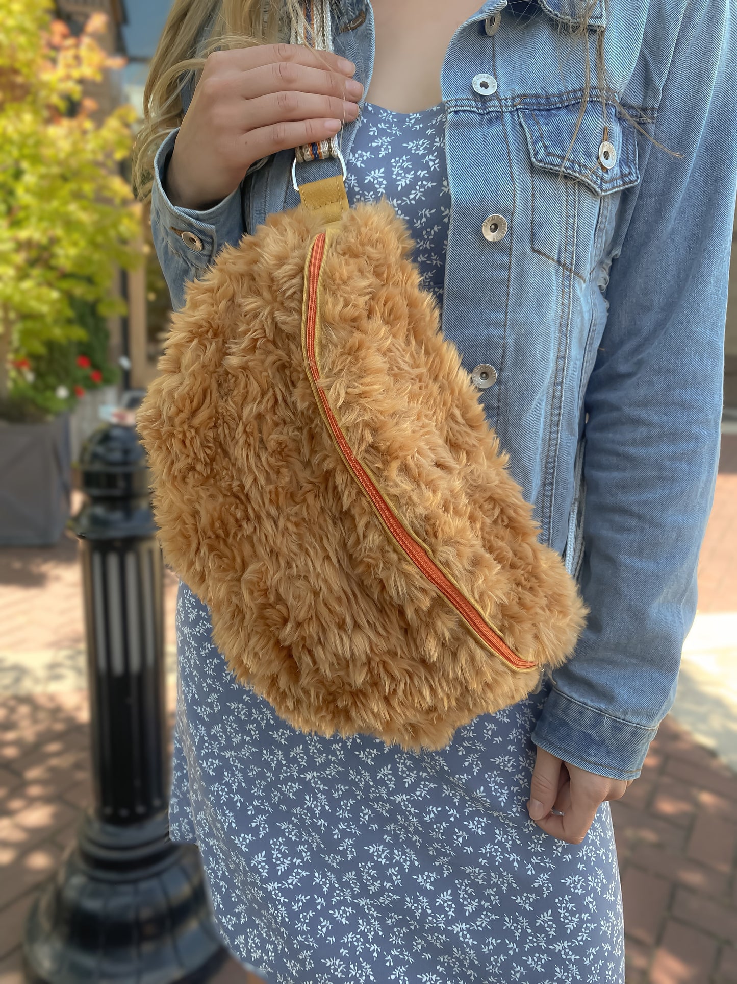 Faux Fur, Carmel Brown Crossbody/Fanny Pack