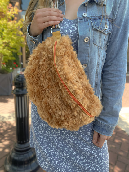 Faux Fur, Carmel Brown Crossbody/Fanny Pack