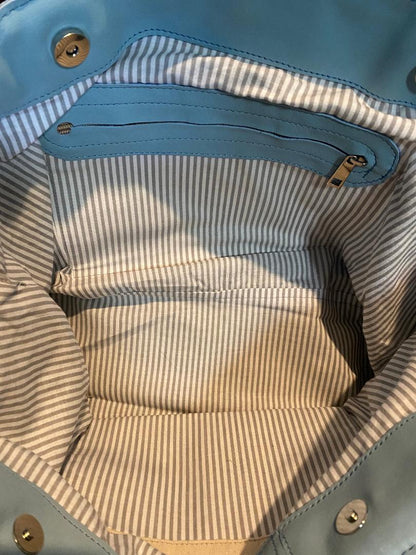 Large Leather Designer Tote (Pastel Blue)